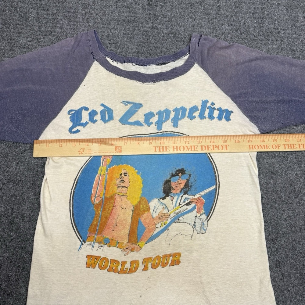 Vintage 1970s Led Zeppelin WORLD TOUR Rare Rock tshirt True Vintage USA Made S - Picture 14 of 15